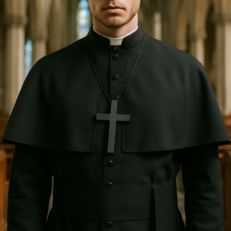 Christianartworkshop, tonaca cerimoniale romana multicolore, veste clericale: estetica sacerdotale medievale - Nero - 2XL - image 0