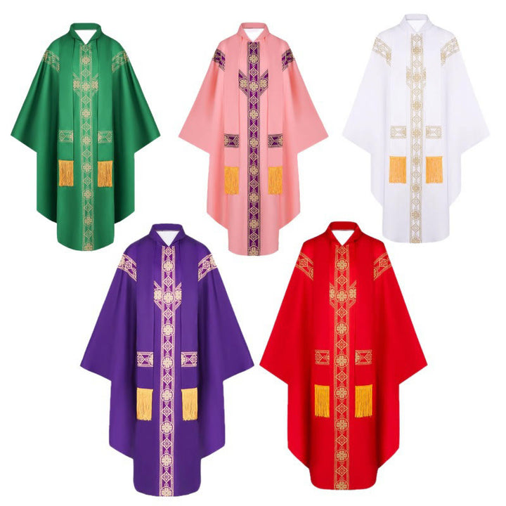 Christianartworkshop Mantello medievale per il clero con motivi religiosi dorati - image 3