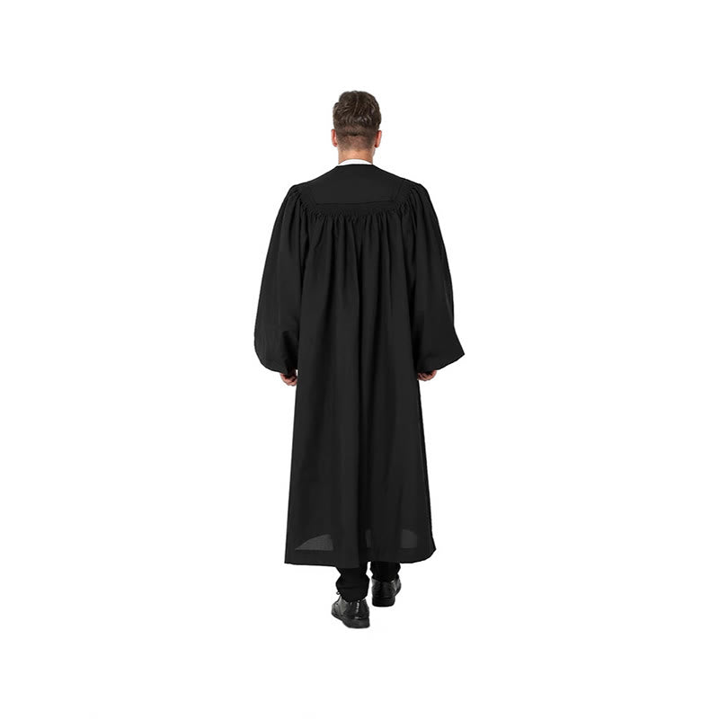 Christianartworkshop Tradizionale abito clericale nero con ricamo a croce rossa e design formale - image 3