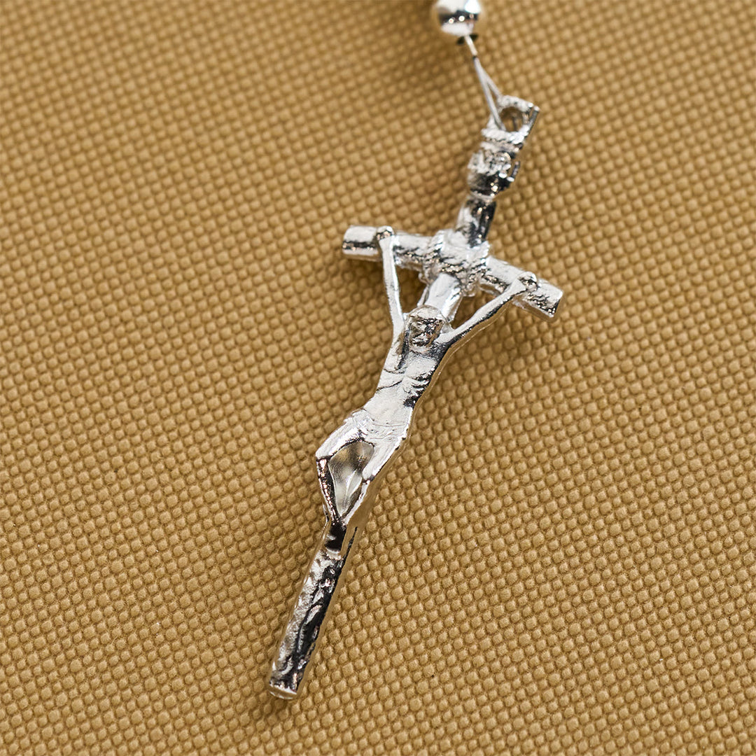 Christianartworkshop Braccialetto con ciondolo a forma di gatto e mucca in pietra lavica nera e bianca opaca e rosario con animali  - image 6