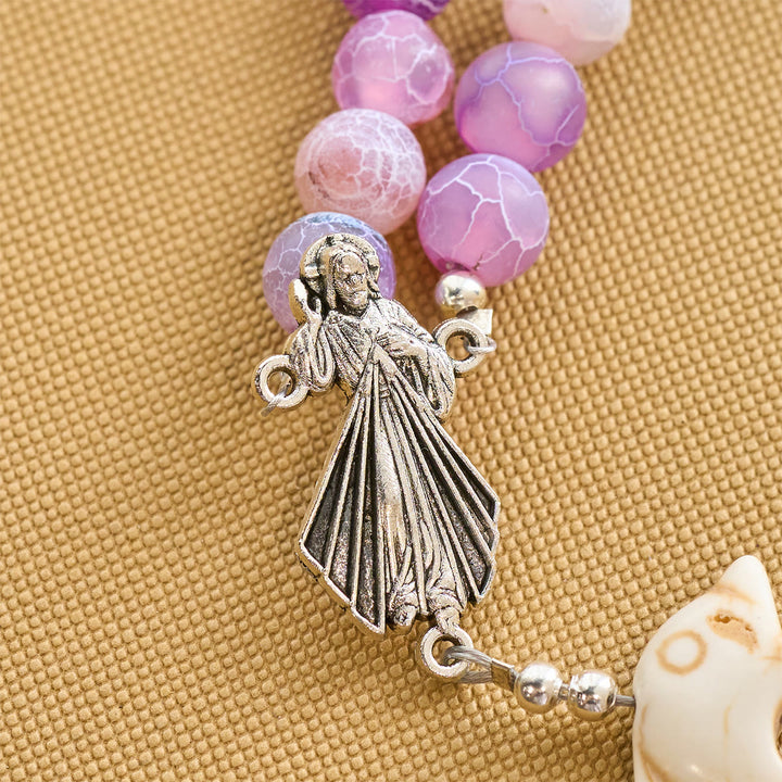 Christianartworkshop Oceano di fede Agata viola anticata e ciondolo a forma di delfino Rosario animale - image 8