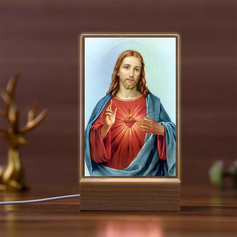 Christianartworkshop Luce notturna religiosa risonante Daily Faith con icone sacre e base in faggio - UN - image 0