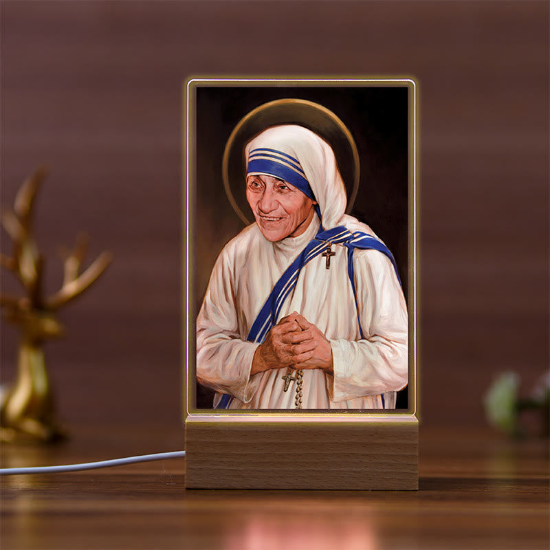 Christianartworkshop Luce notturna religiosa risonante Daily Faith con icone sacre e base in faggio - F - image 5