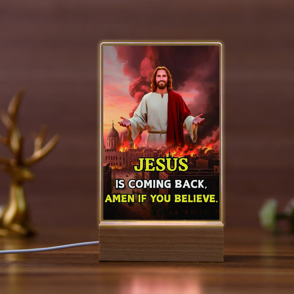 Christianartworkshop Luce notturna religiosa risonante Daily Faith con icone sacre e base in faggio - H - image 7