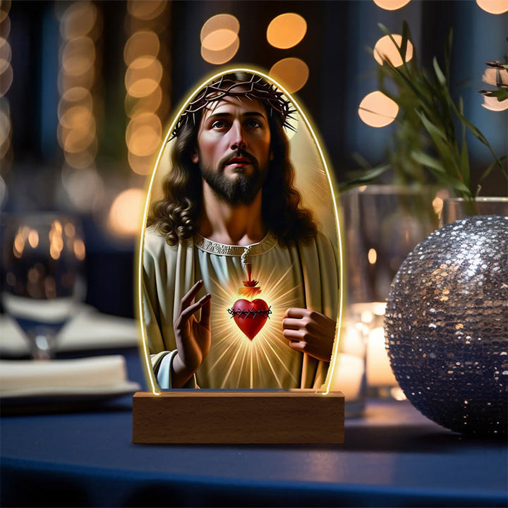 Christianartworkshop Gesù Modern Devotion Luce notturna colorata e luminosa: silhouette ovale e tonalità artistiche - M - image 16