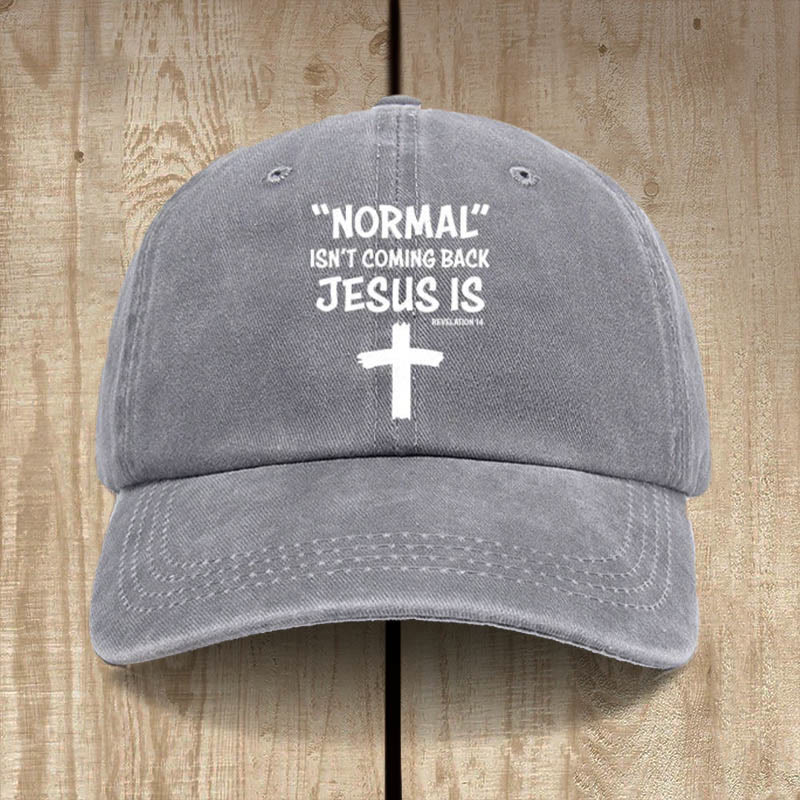 Christianartworkshop Cappello unisex in cotone lavato effetto consumato con scritta Jesus Is Return - Grigio - image 7
