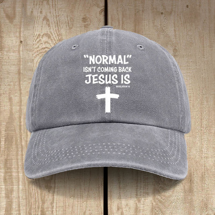 Christianartworkshop Cappello unisex in cotone lavato effetto consumato con scritta Jesus Is Return - Grigio - image 7