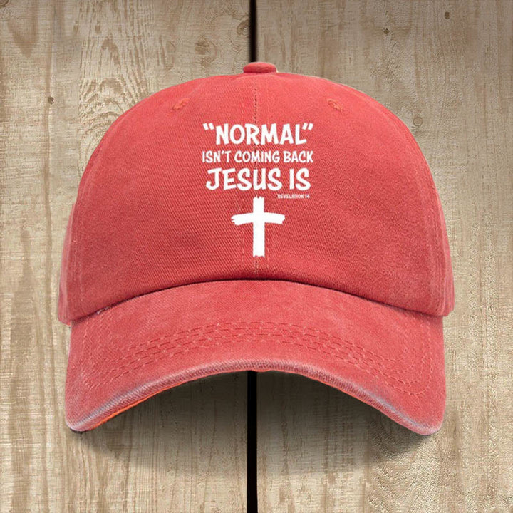 Christianartworkshop Cappello unisex in cotone lavato effetto consumato con scritta Jesus Is Return - Arancia - image 10