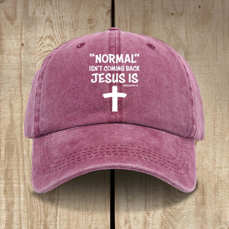 Christianartworkshop Cappello unisex in cotone lavato effetto consumato con scritta Jesus Is Return - Vino - image 8