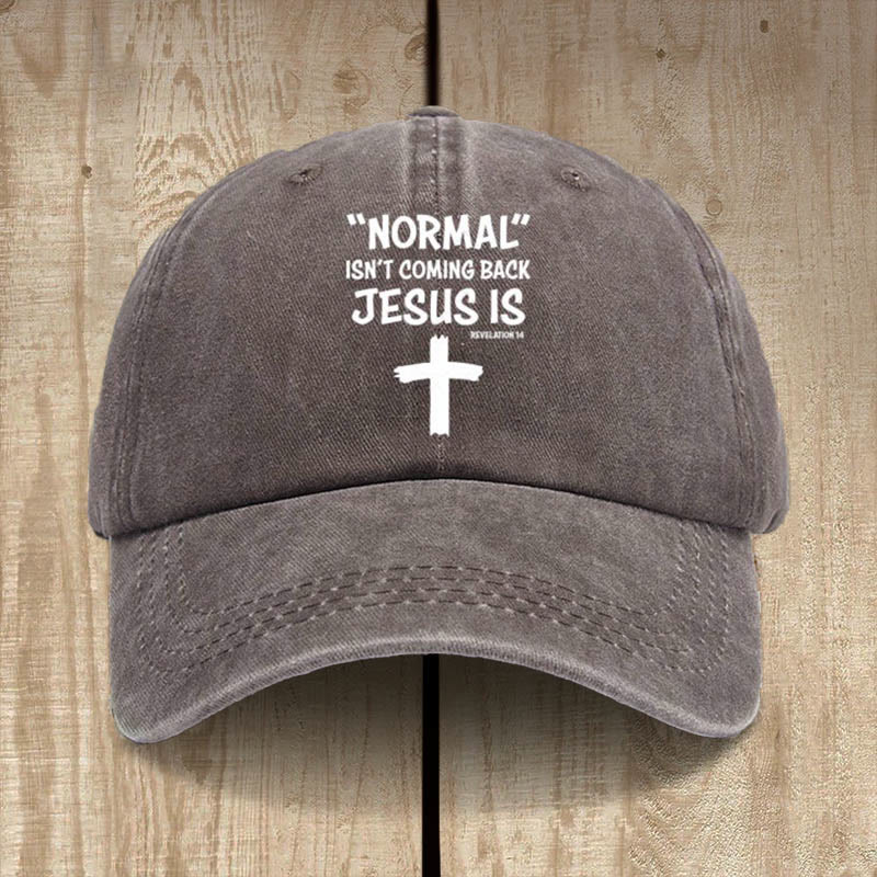 Christianartworkshop Cappello unisex in cotone lavato effetto consumato con scritta Jesus Is Return - Caffè - image 11