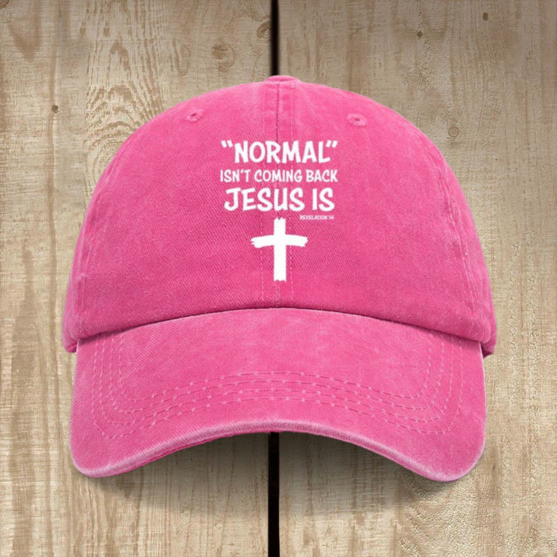 Christianartworkshop Cappello unisex in cotone lavato effetto consumato con scritta Jesus Is Return - Rosa rossa - image 12