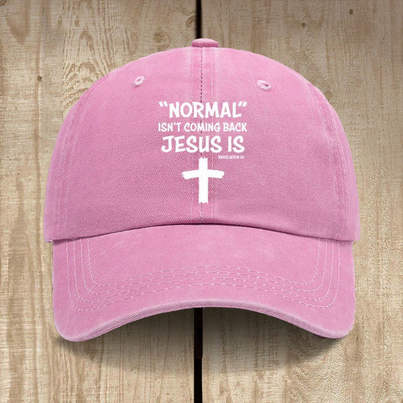 Christianartworkshop Cappello unisex in cotone lavato effetto consumato con scritta Jesus Is Return - Rosa - image 9