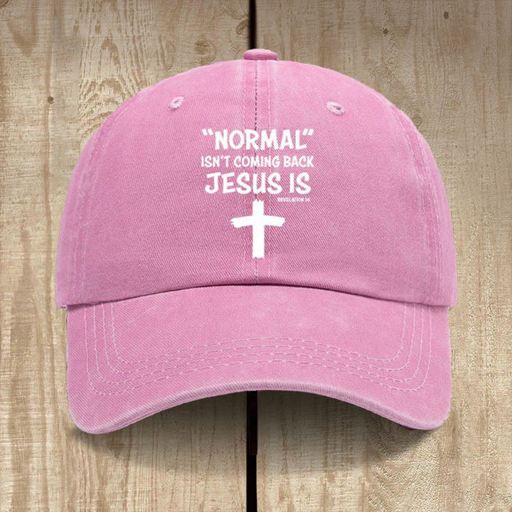 Christianartworkshop Cappello unisex in cotone lavato effetto consumato con scritta Jesus Is Return - Rosa - image 9