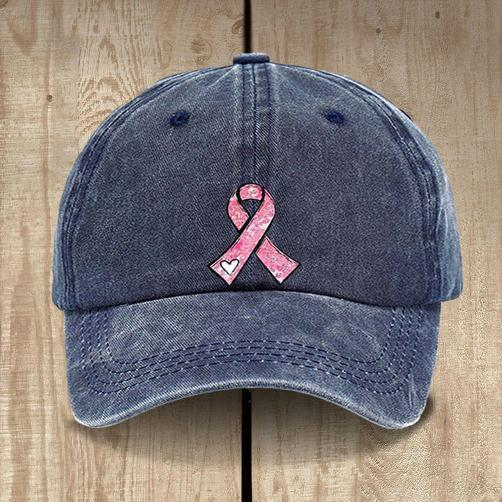 Christianartworkshop Preghiere di guarigione di Dio Cappello con nastro rosa: Guerriero della fede per la sensibilizzazione sul cancro - Blu navy - image 11