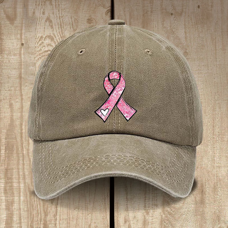 Christianartworkshop Preghiere di guarigione di Dio Cappello con nastro rosa: Guerriero della fede per la sensibilizzazione sul cancro - Cachi - image 9