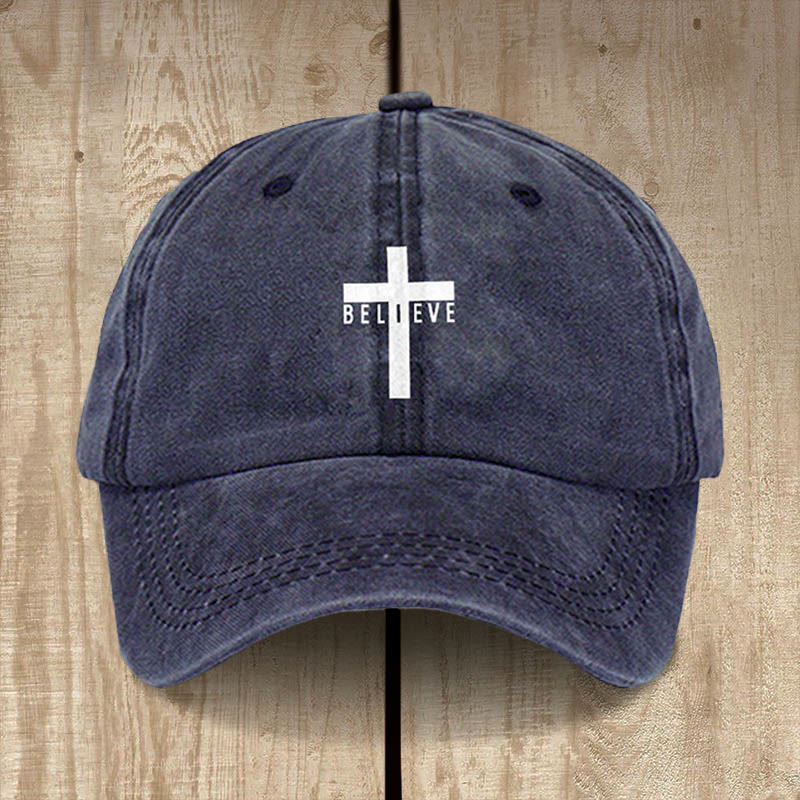 Christianartworkshop Cappellino da baseball minimalista con croce di Cristo per la fede quotidiana - Blu navy - image 1