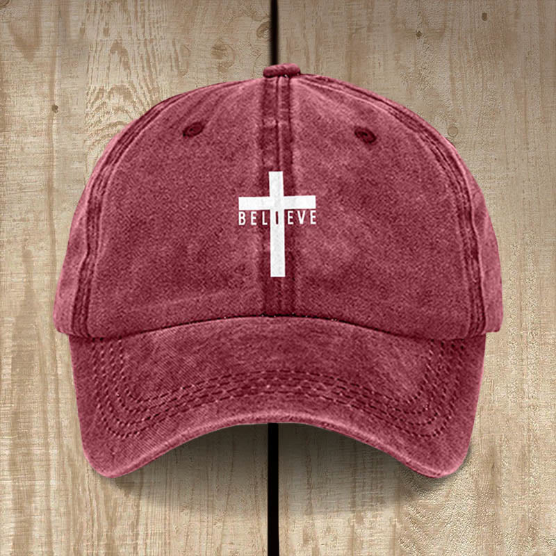 Christianartworkshop Cappellino da baseball minimalista con croce di Cristo per la fede quotidiana - Vino - image 0