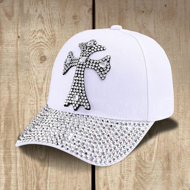 Christianartworkshop Faith Sparkles - Cappellino da baseball con croce di cristallo per credenti glamour - Bianco - image 3