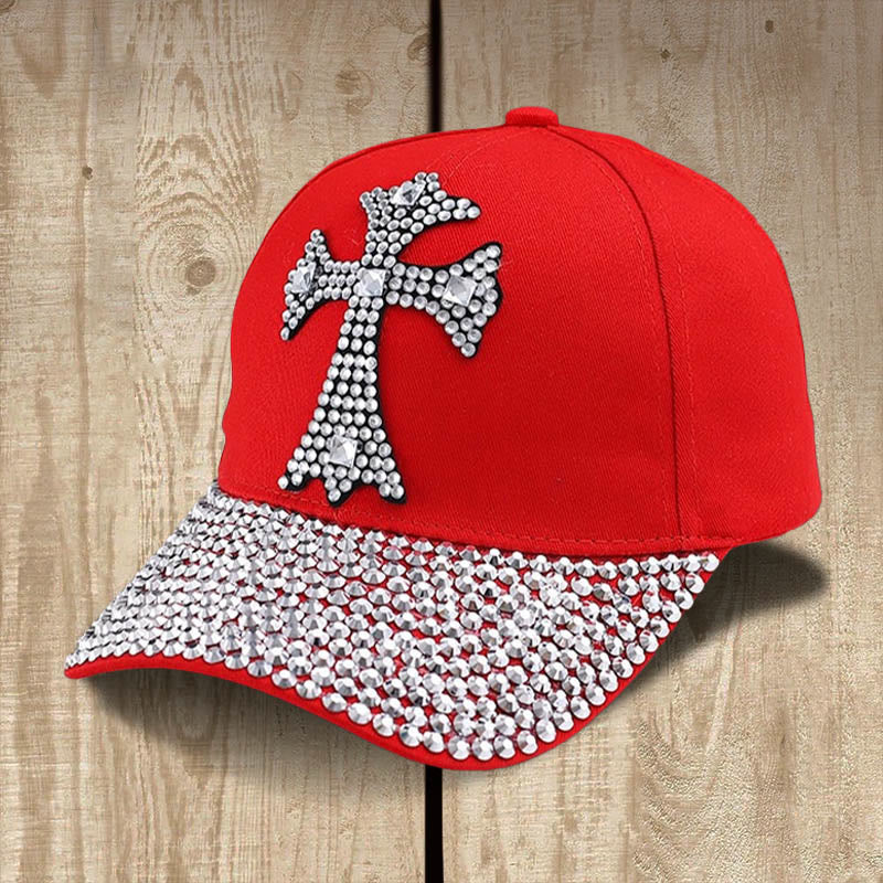Christianartworkshop Faith Sparkles - Cappellino da baseball con croce di cristallo per credenti glamour - Rosso - image 5