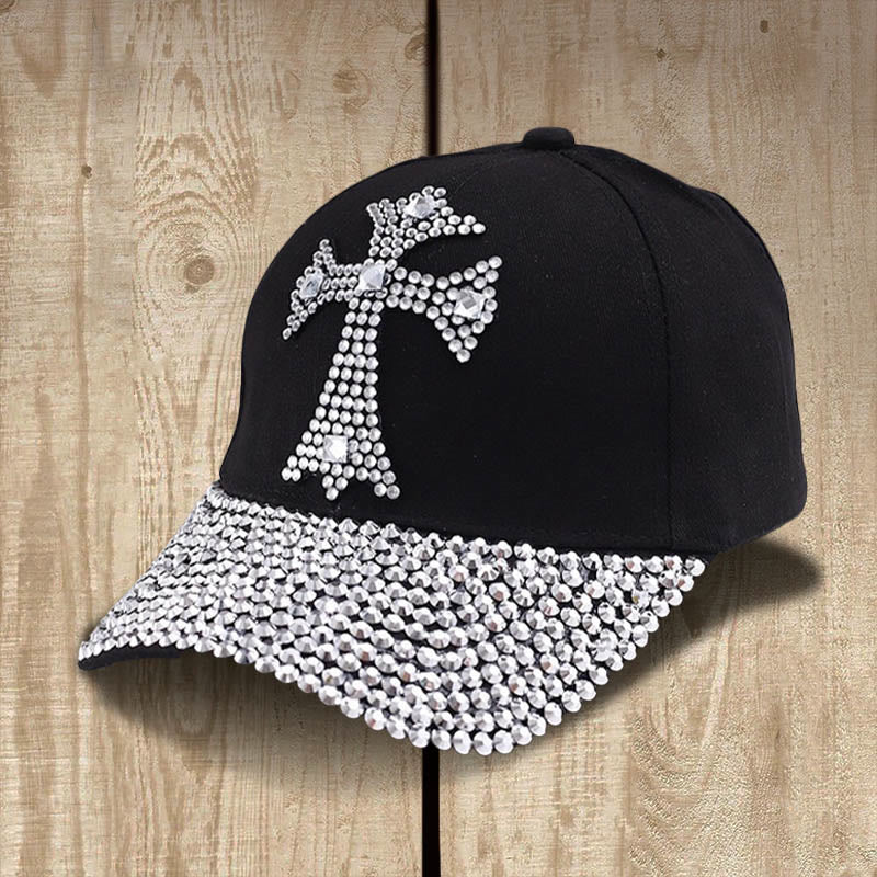 Christianartworkshop Faith Sparkles - Cappellino da baseball con croce di cristallo per credenti glamour - Nero - image 2