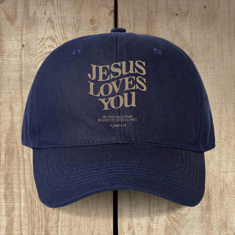 Christianartworkshop Cappellino da baseball Gesù pieno di fede ti ama: indossa il messaggio del suo amore - Blu navy - image 2