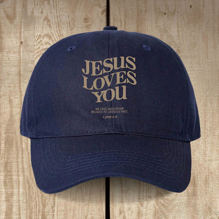Christianartworkshop Cappellino da baseball Gesù pieno di fede ti ama: indossa il messaggio del suo amore - Blu navy - image 2