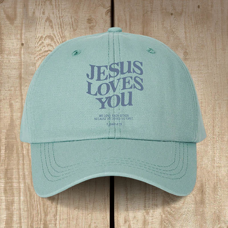 Christianartworkshop Cappellino da baseball Gesù pieno di fede ti ama: indossa il messaggio del suo amore - Azzurro cielo - image 0