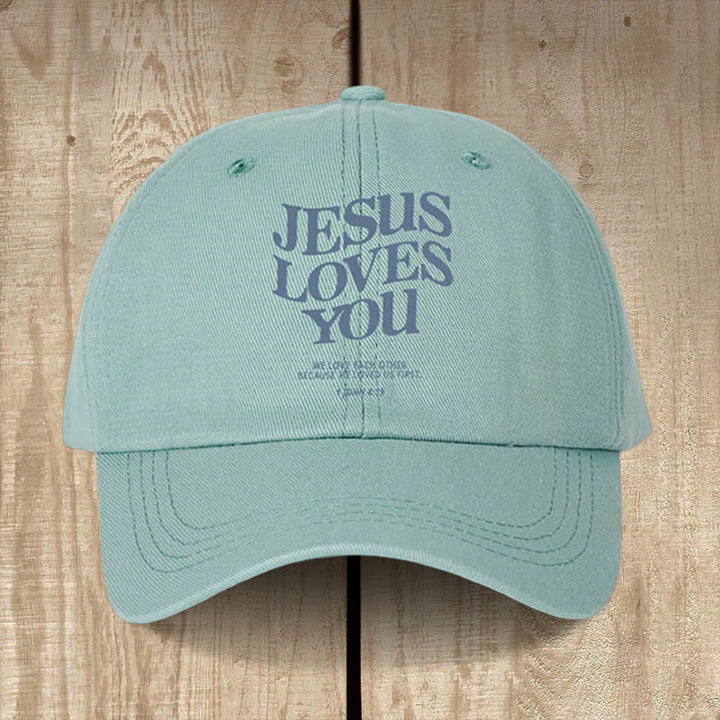 Christianartworkshop Cappellino da baseball Gesù pieno di fede ti ama: indossa il messaggio del suo amore - Azzurro cielo - image 0