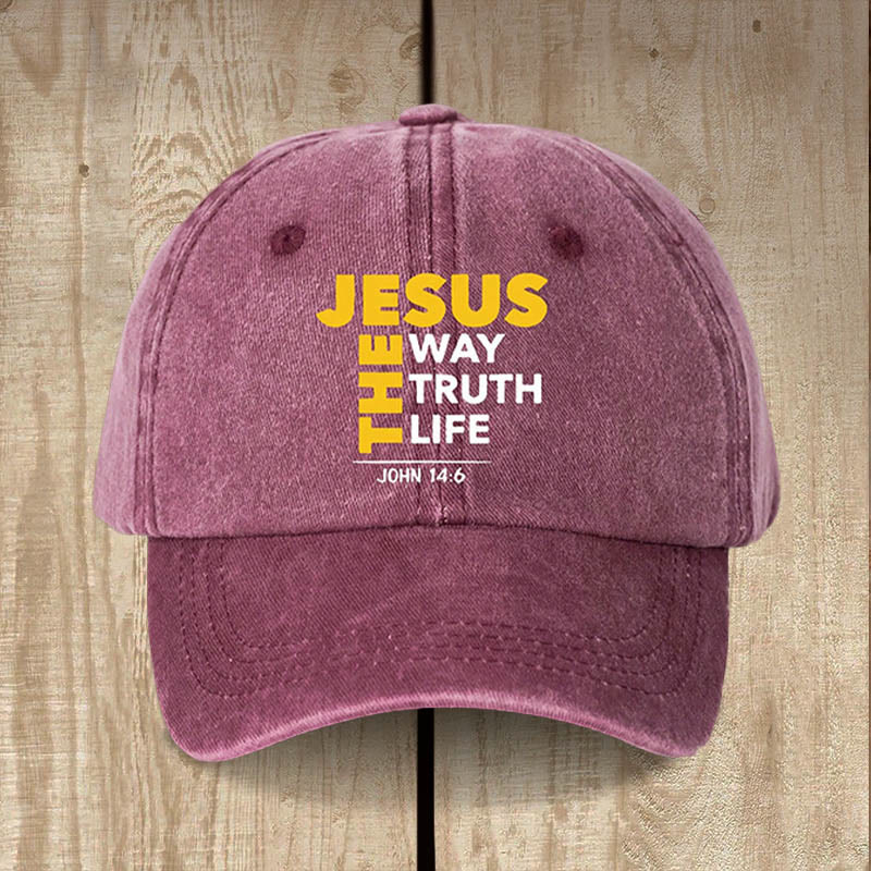 Christianartworkshop Cappellino da baseball vintage Jesus Is the Way Truth Life: cammina nella sua via - Vino - image 0