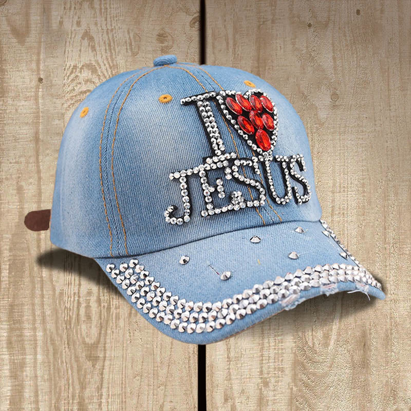 Christianartworkshop Cappellino da baseball "I Love Jesus" per cuori devoti: irradia amore per Cristo - Blu denim chiaro - image 0
