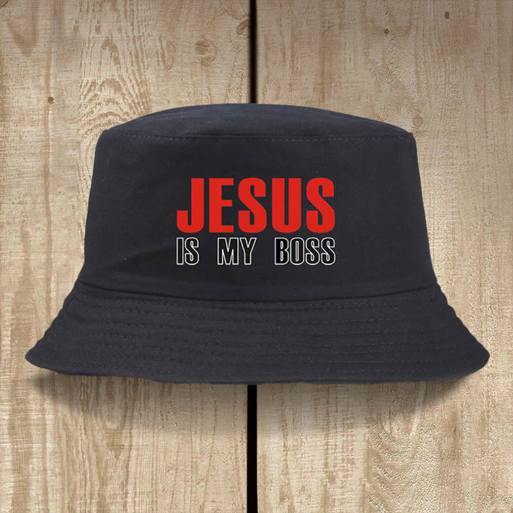 Christianartworkshop Jesus Is My Boss Bucket Cap: cammina nella fede con audace sicurezza - Nero - image 8