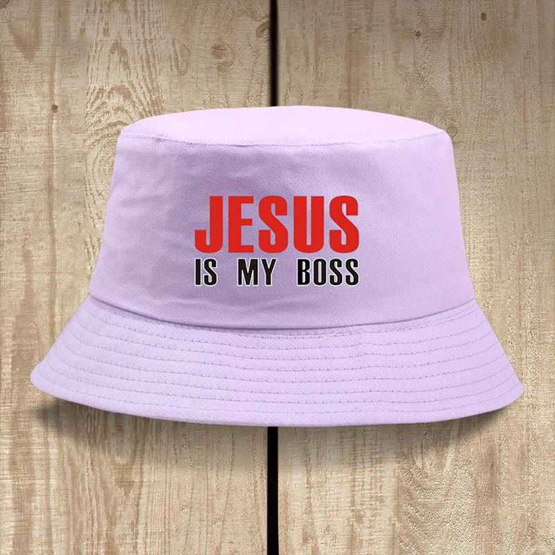 Christianartworkshop Jesus Is My Boss Bucket Cap: cammina nella fede con audace sicurezza - Viola chiaro - image 7