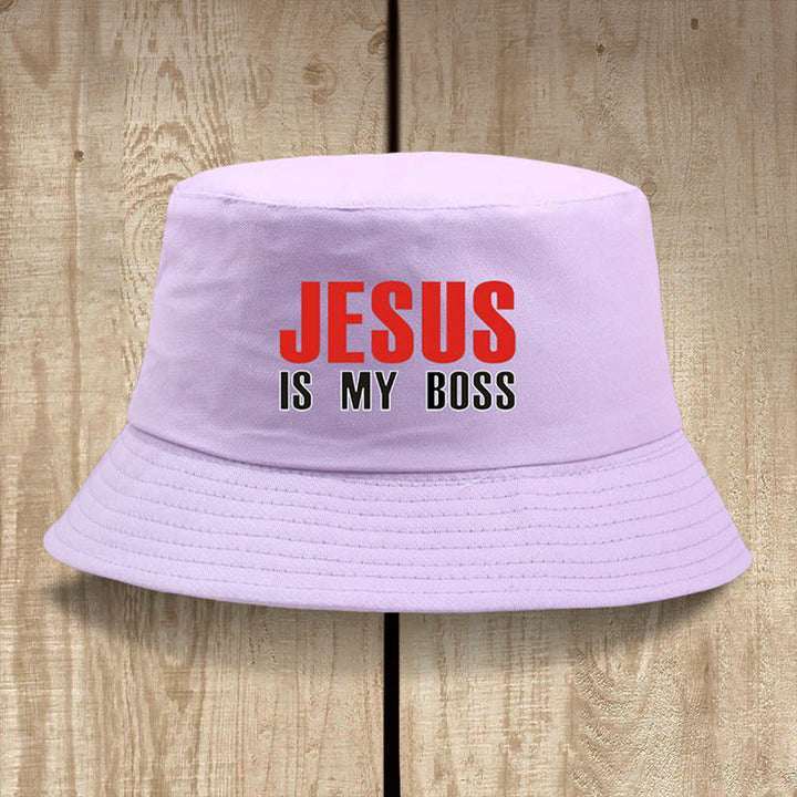 Christianartworkshop Jesus Is My Boss Bucket Cap: cammina nella fede con audace sicurezza - Viola chiaro - image 7