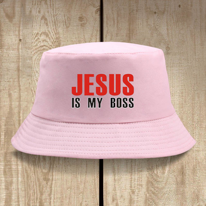 Christianartworkshop Jesus Is My Boss Bucket Cap: cammina nella fede con audace sicurezza - Rosa - image 4