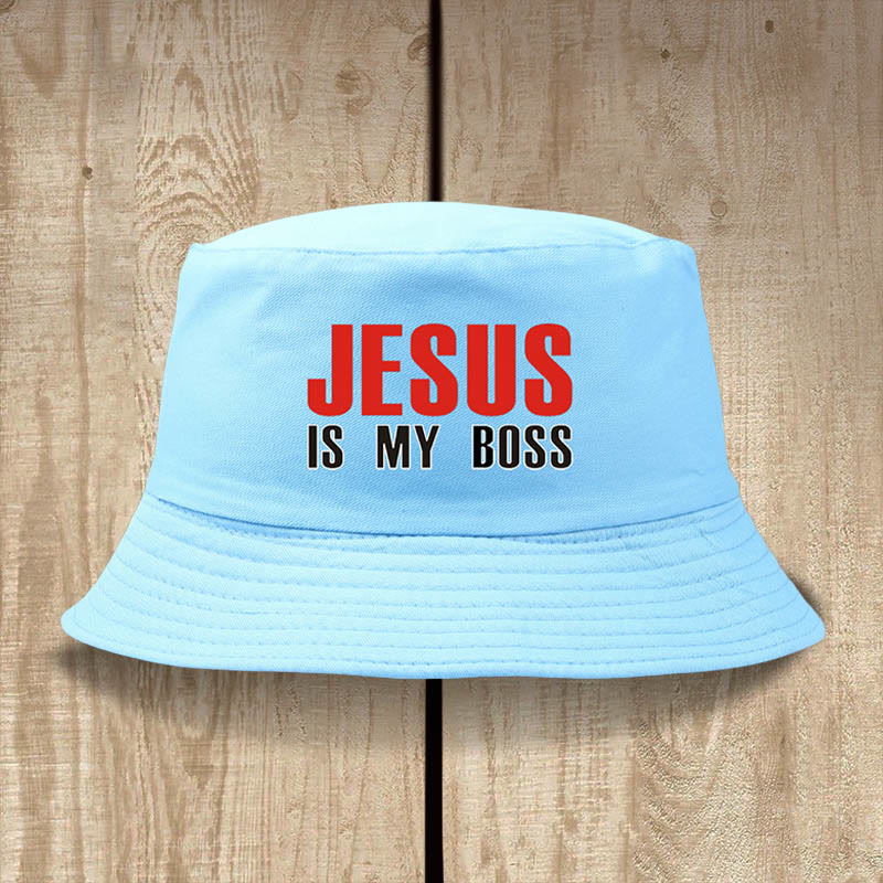 Christianartworkshop Jesus Is My Boss Bucket Cap: cammina nella fede con audace sicurezza - Azzurro cielo - image 6