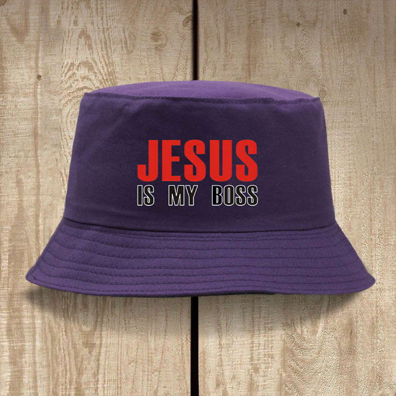 Christianartworkshop Jesus Is My Boss Bucket Cap: cammina nella fede con audace sicurezza - Viola - image 12