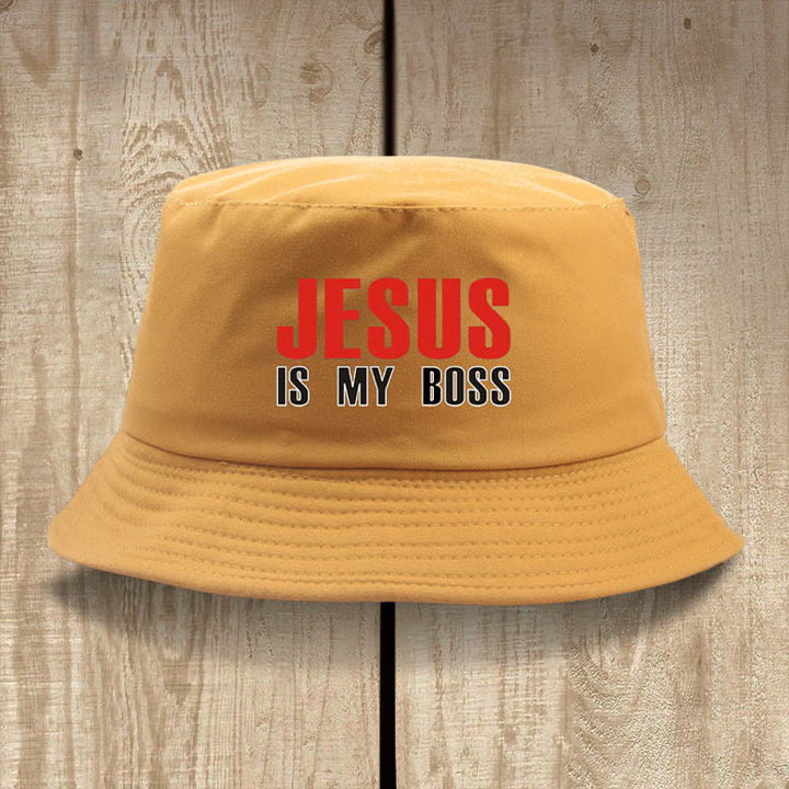 Christianartworkshop Jesus Is My Boss Bucket Cap: cammina nella fede con audace sicurezza - Caramello - image 9