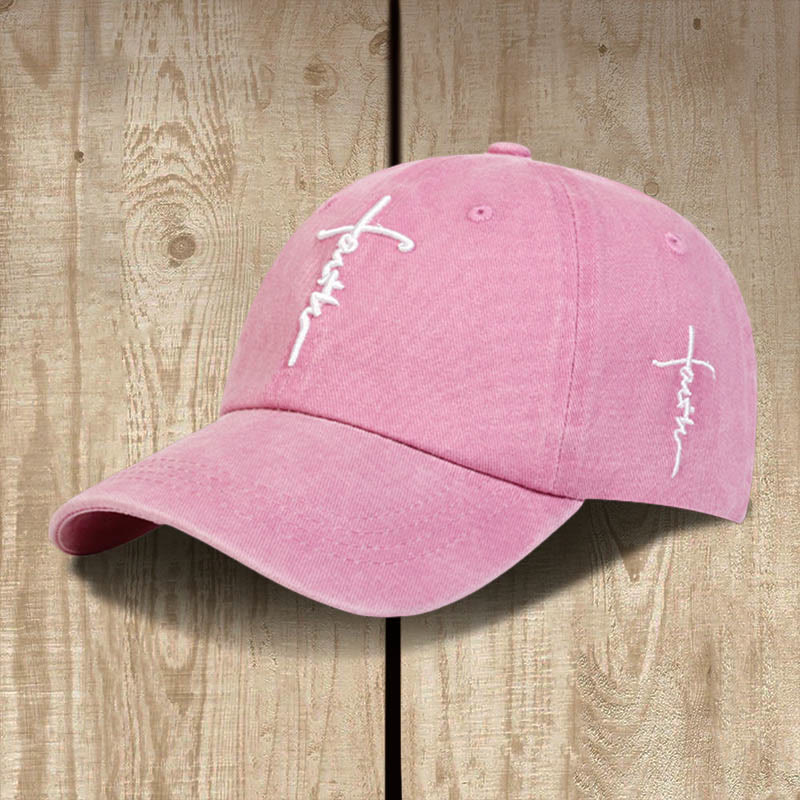 Cappellino da baseball minimalista con croce della fede Christianartworkshop : stile casual con un messaggio potente - Rosa - image 1