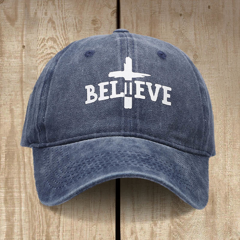 Christianartworkshop Berretto da baseball Believe in the Cross: la fede supera il dubbio - Blu navy - image 0