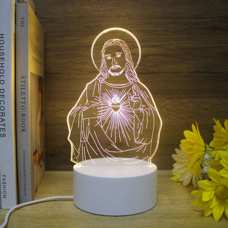 Christianartworkshop Minimalist Faith Regalo Unico Luce Notturna: Contorni Luminosi e Icone Eterne - G - image 6