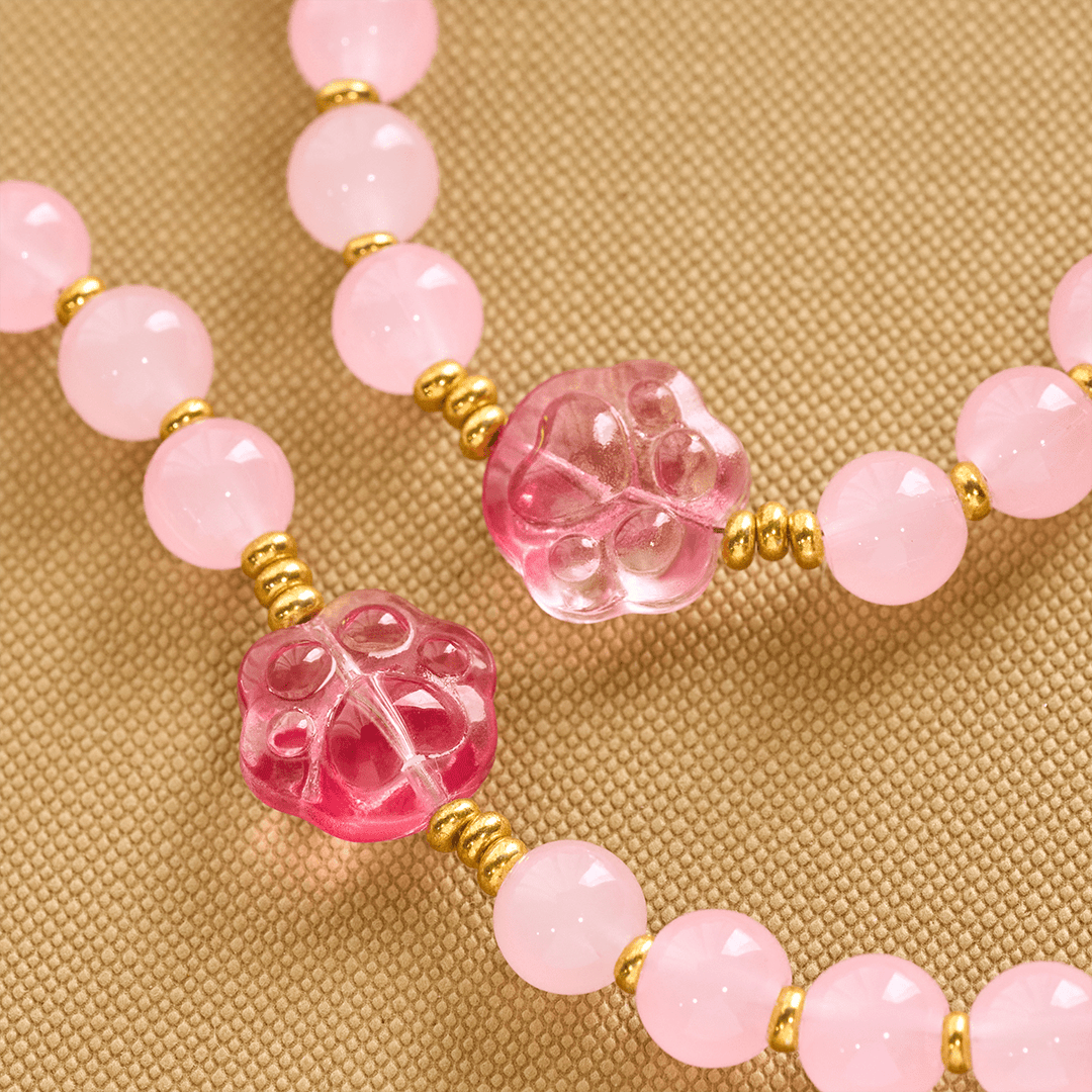 Christianartworkshop Benedizione per animali domestici con quarzo rosa e ciondolo a forma di zampa di cane della Madonna Rosario per animali - image 7