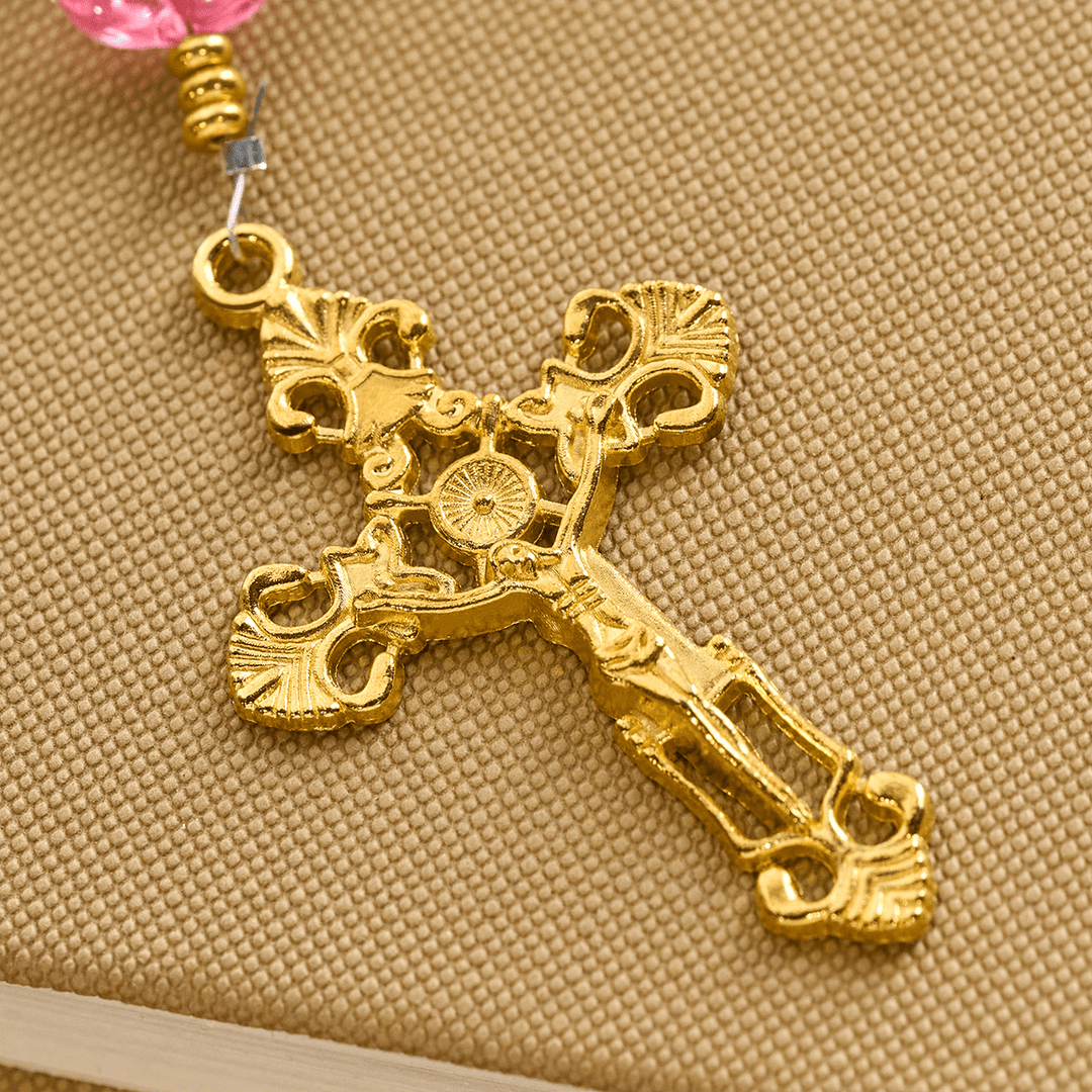 Christianartworkshop Benedizione per animali domestici con quarzo rosa e ciondolo a forma di zampa di cane della Madonna Rosario per animali - image 6