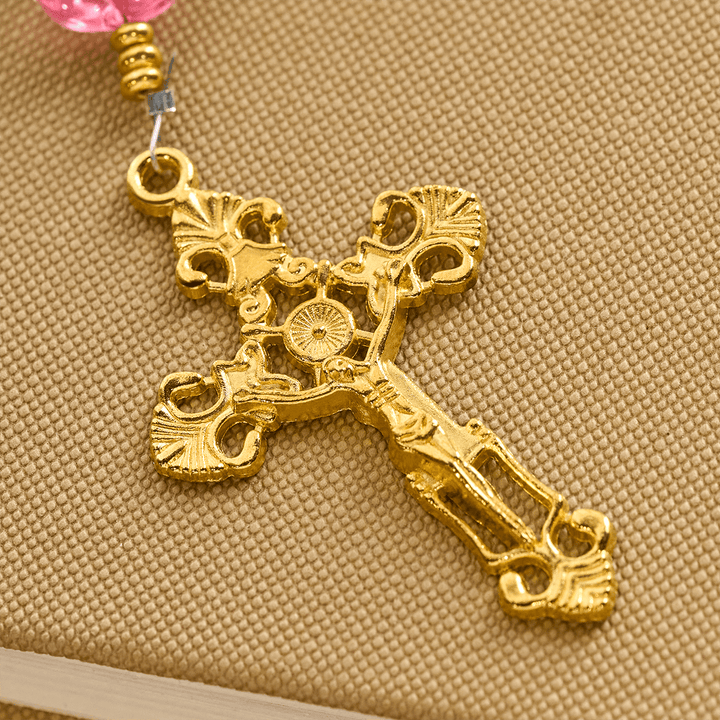 Christianartworkshop Benedizione per animali domestici con quarzo rosa e ciondolo a forma di zampa di cane della Madonna Rosario per animali - image 6