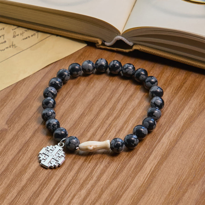 Braccialetto con animali Waves of Prayer Shark Guardian con 5 pietre di agata naturale Christianartworkshop - image 16