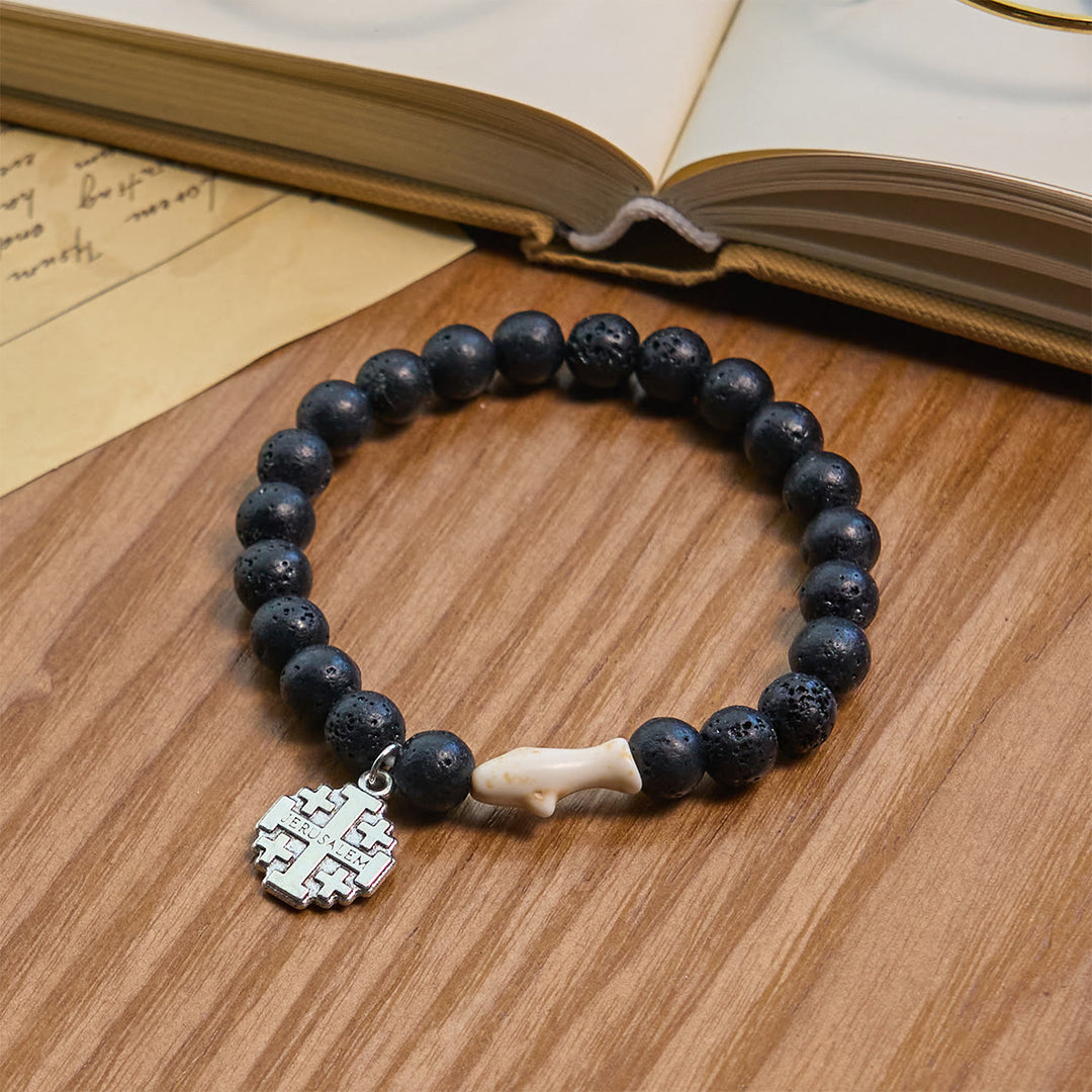 Braccialetto con animali Waves of Prayer Shark Guardian con 5 pietre di agata naturale Christianartworkshop - image 21