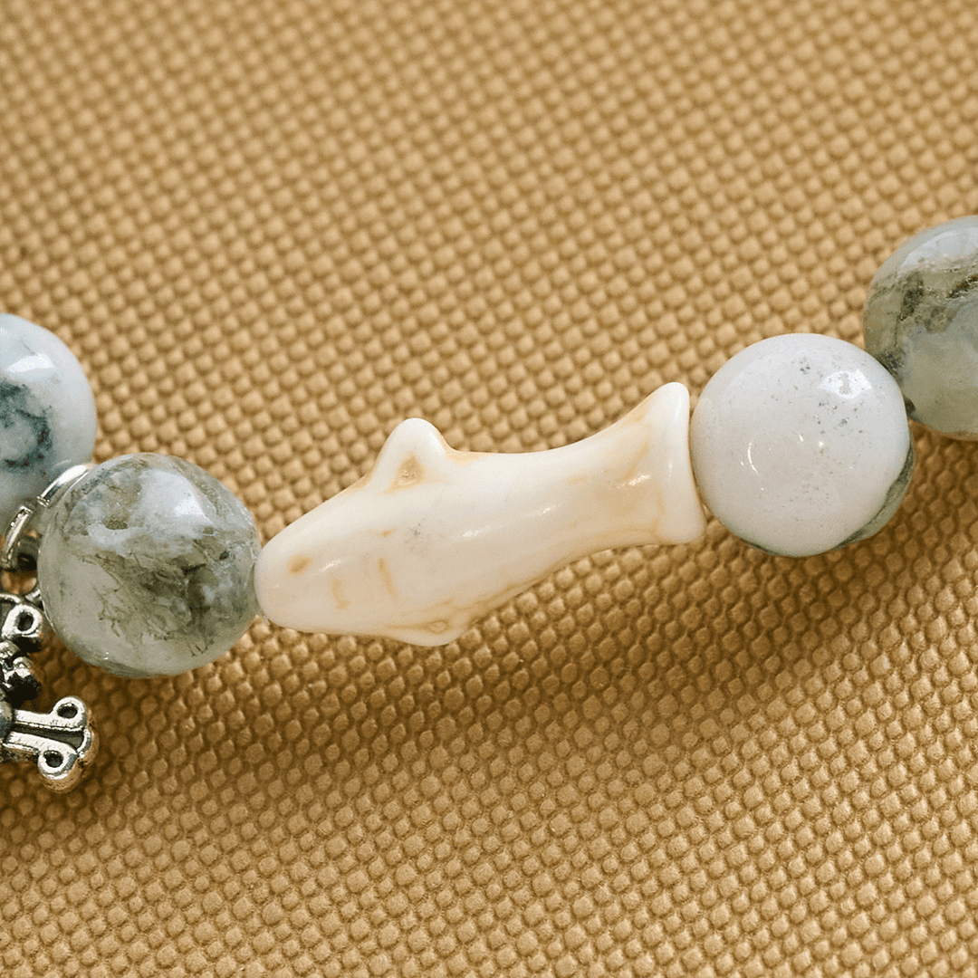 Braccialetto con animali Waves of Prayer Shark Guardian con 5 pietre di agata naturale Christianartworkshop - image 8