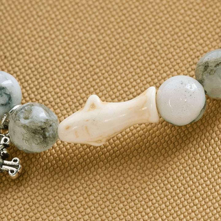 Braccialetto con animali Waves of Prayer Shark Guardian con 5 pietre di agata naturale Christianartworkshop - image 8