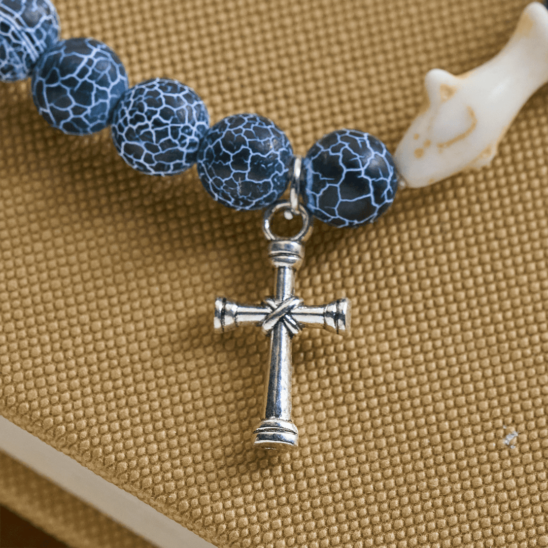 Braccialetto con animali Waves of Prayer Shark Guardian con 5 pietre di agata naturale Christianartworkshop - image 12