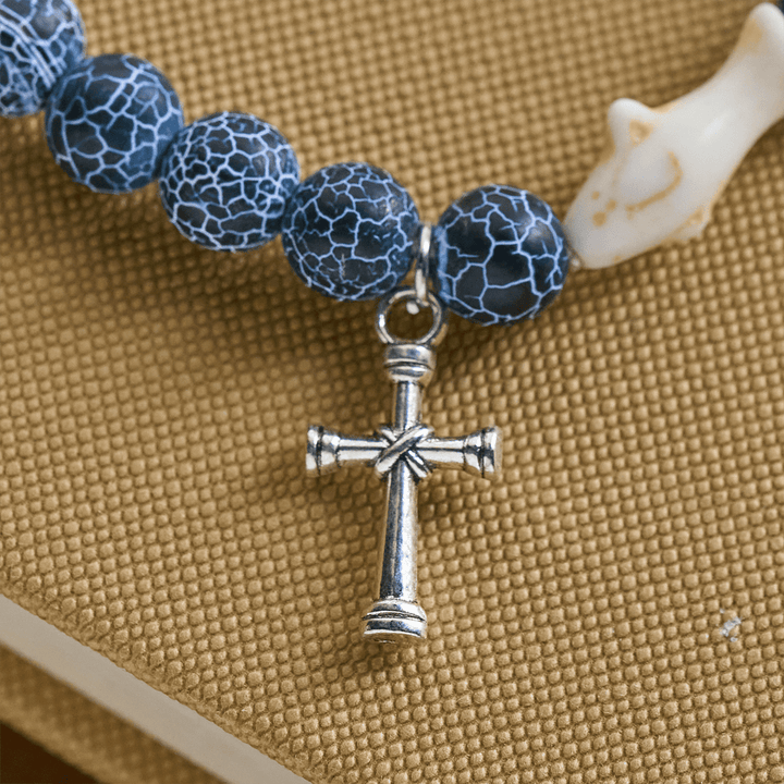 Braccialetto con animali Waves of Prayer Shark Guardian con 5 pietre di agata naturale Christianartworkshop - image 12