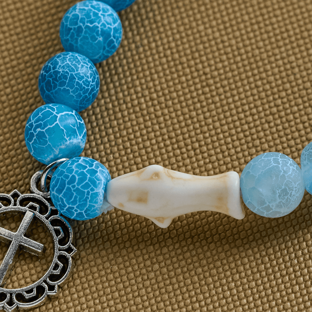 Braccialetto con animali Waves of Prayer Shark Guardian con 5 pietre di agata naturale Christianartworkshop - image 3